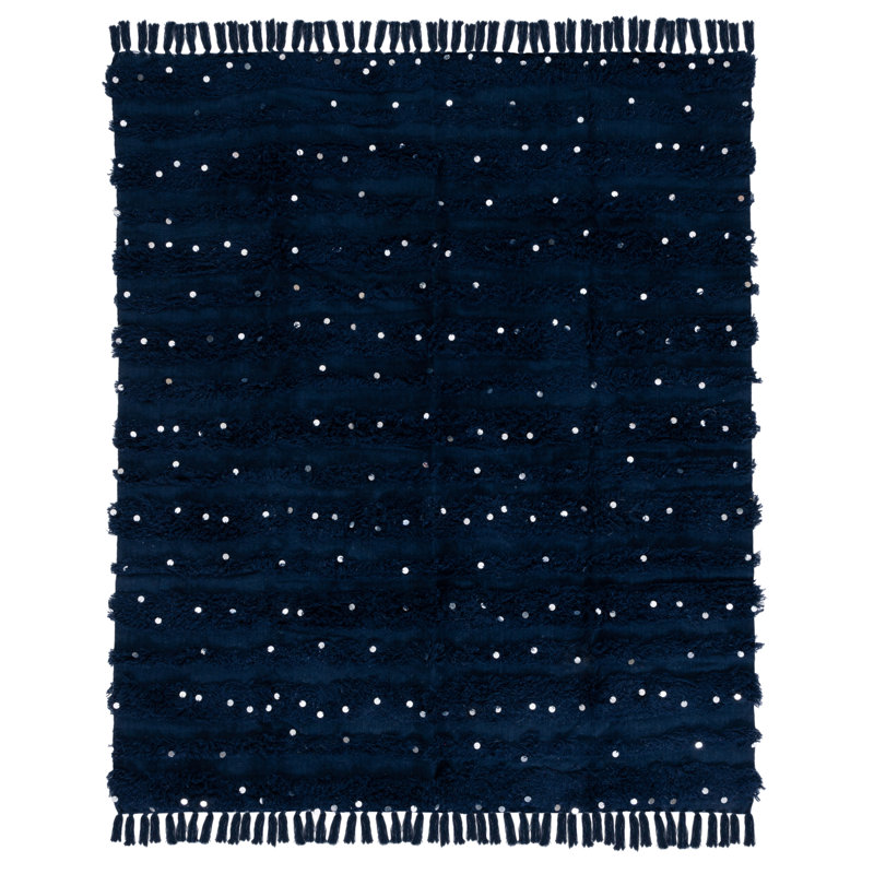 Norlen Hand Woven Throw Blanket, Navy
