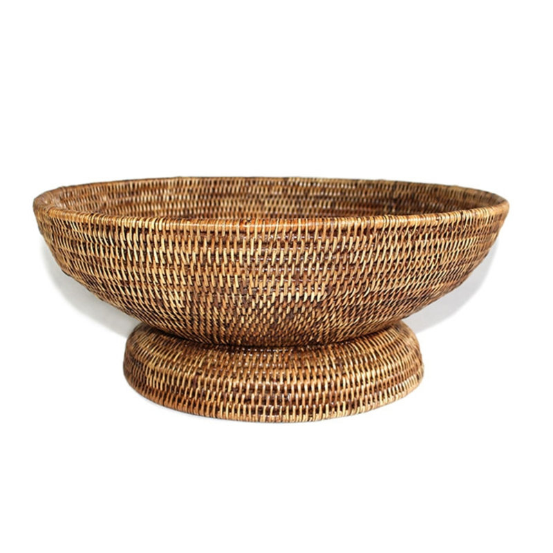 Panier à fruits rond à piédestal, Brun antique