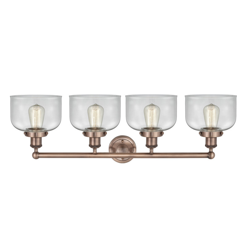 Éclairage pour meuble-lavabo à 4 lumières à intensité variable Annagene, Transparent, Cuivre antique