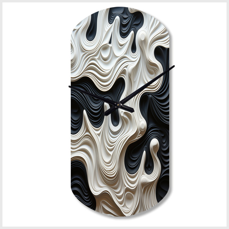 Horloge murale de forme irrégulière, impression d'art moderne noir et blanc, Petit