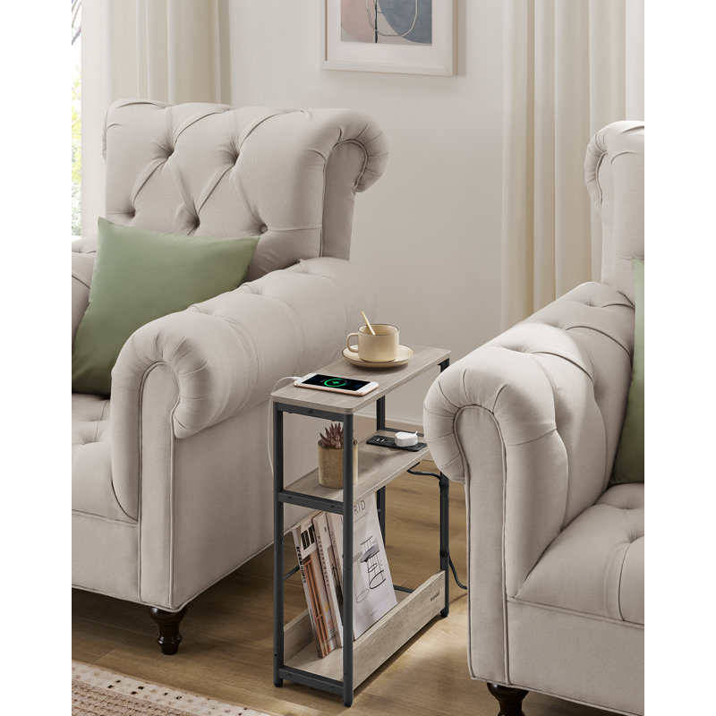 Antioch Floor Shelf End Table, Grey, Black