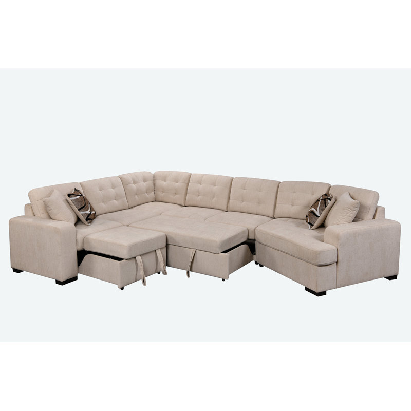 Canapé modulaire rembourré 4 pièces Ommie, Chenille beige