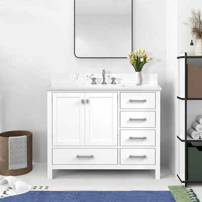 Meuble-lavabo de 42 po avec plateau en pierre reconstituée