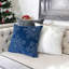 Coussin décoratif en velours bleu 20X20 avec broderie et insert en flocon de neige argenté-119336018