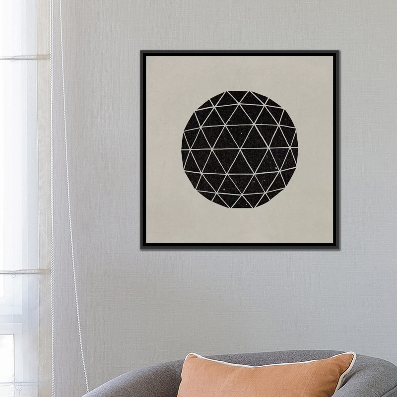 « dark géodésique », impression sur toile, H 18 po x l 18 po x P 1,5 po, Toile encadrée noire, Pas de tapis
