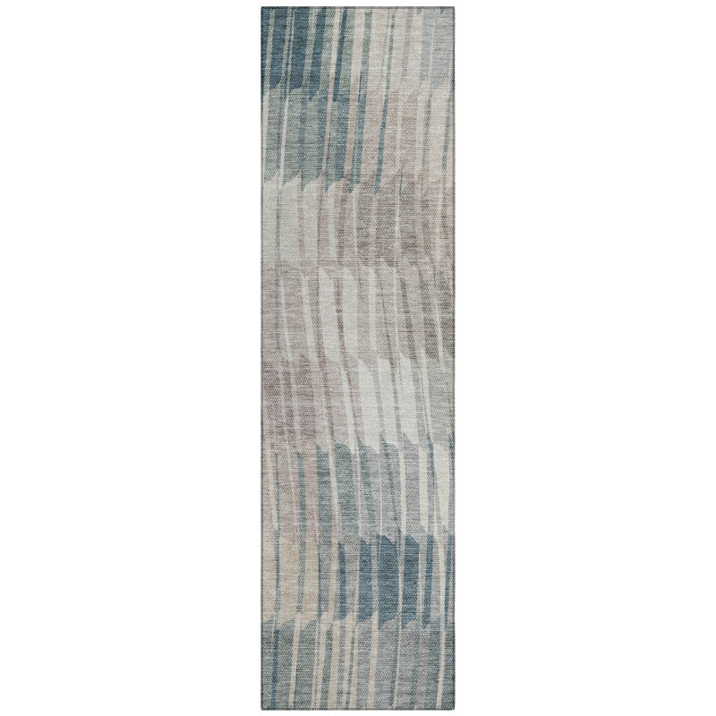 Machine Washable Indoor/Outdoor Huseby ACN2271 Stripes Rug, Runner 2'3" x 7'6"