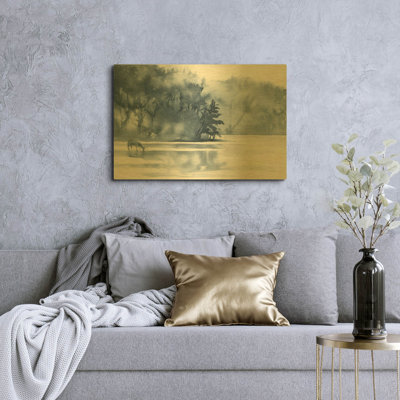 «Winter Lake» par Katrina Pete, art mural en métal doré, 36 po x 24 po