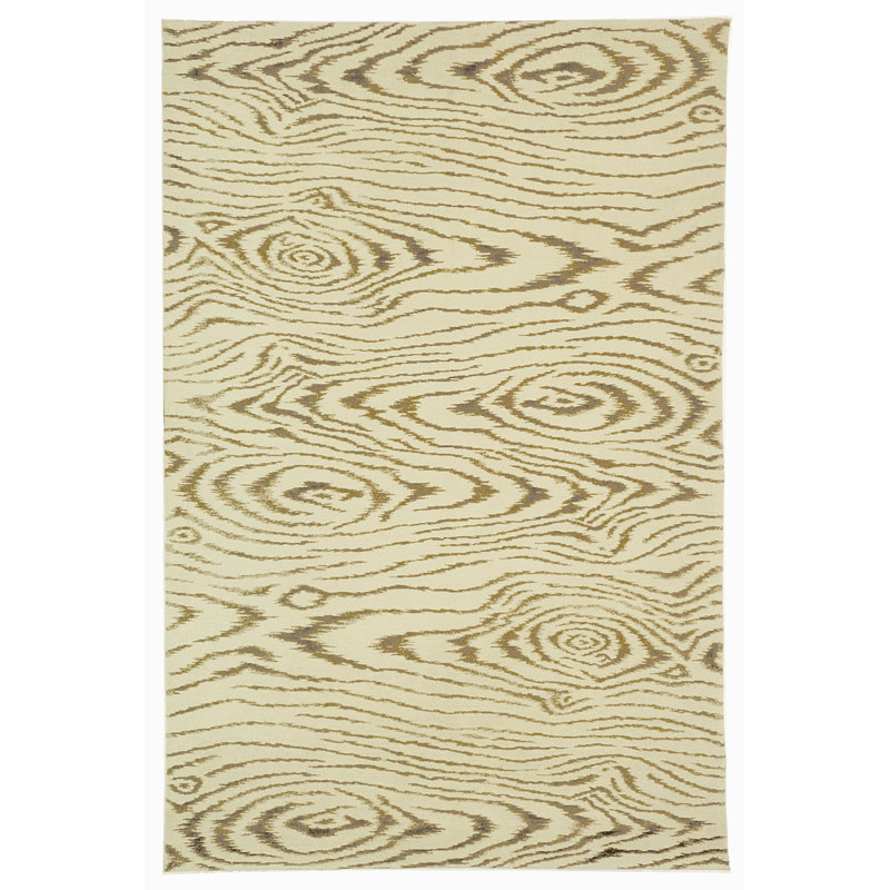 Martha Stewart Hand-Tufted Wool/Silk Beige Area Rug, Rectangle 5'6" x 8'6"
