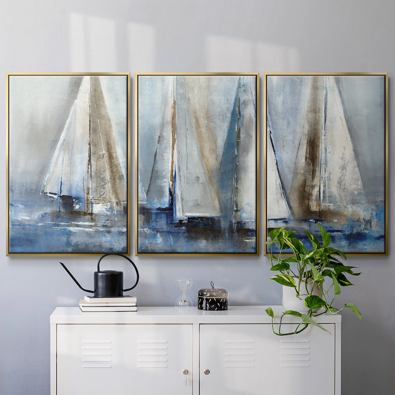 «Quiet Wind II», reproduction sur toile 3 pièces, H 40 po x l 78 po x P 2 po, Or