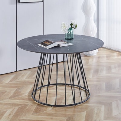 Mose Round Metal Base Dining Table