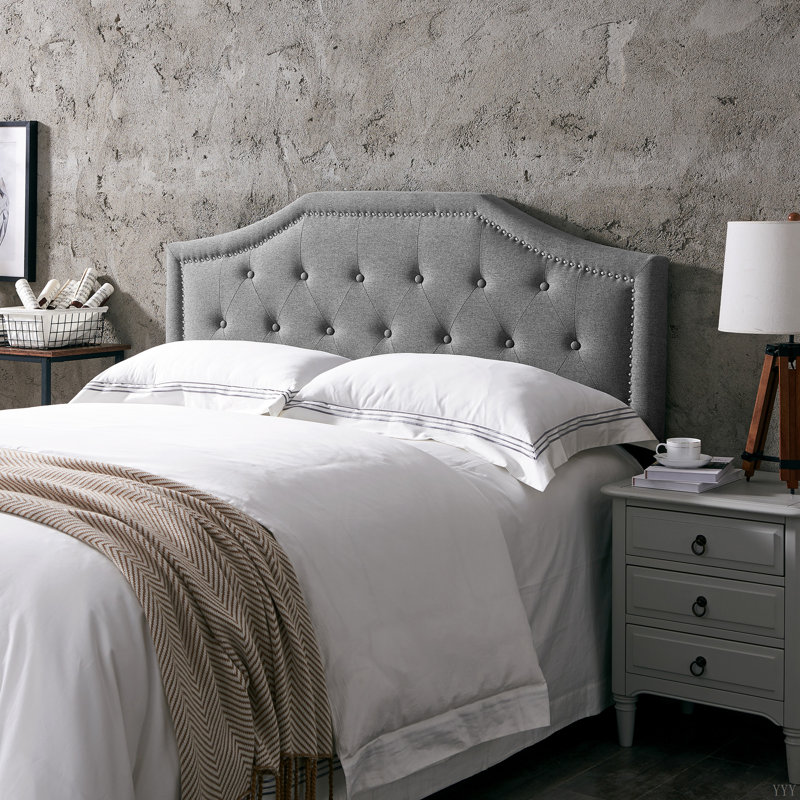 Tête de lit double et grand lit, Gris anthracite