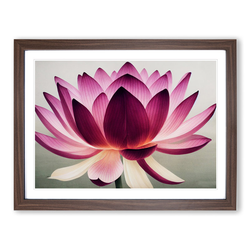 Mesmerising Lotus Flower - Single Picture Frame Print, 34cm H x 46cm W x 2cm D, Walnut