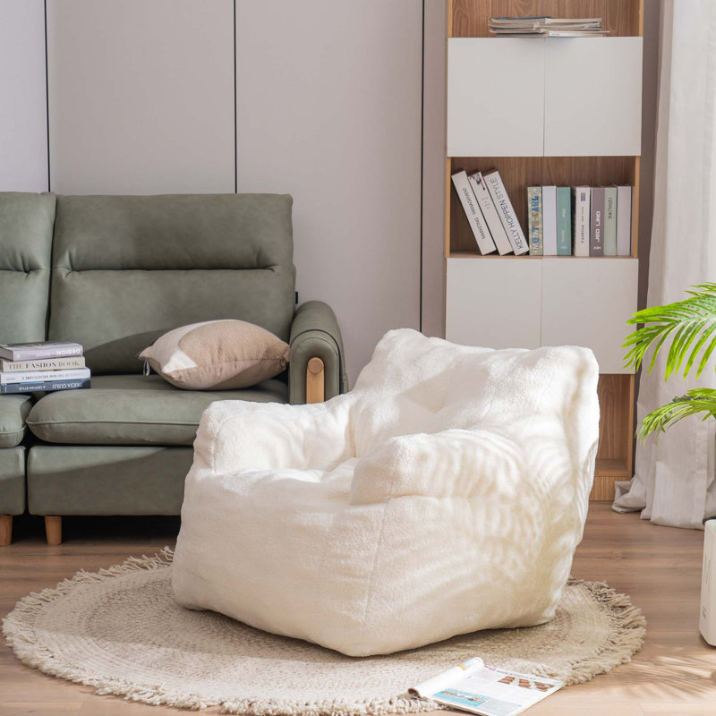 Fauteuil à billes moelleux en mousse à mémoire de forme, Ivory White