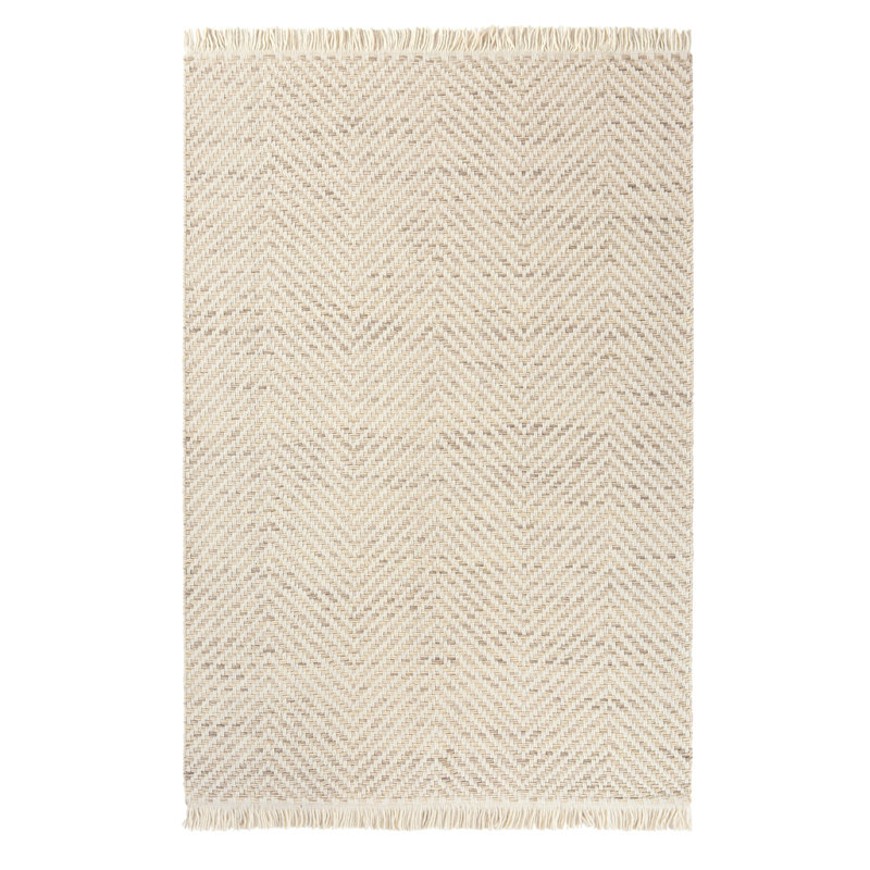 Wool Chevron Area Rug in Taupe, Rectangle 5'3" x 7'6"