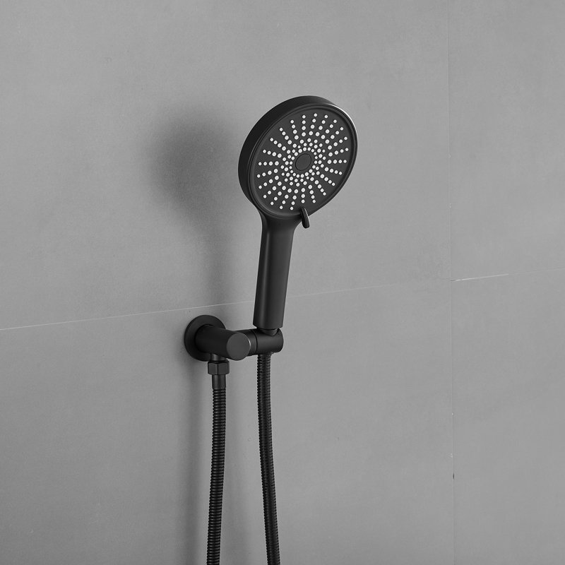 1 système de douche complet avec valve brute, Noir mat