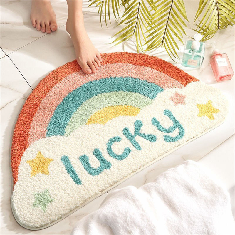  Tapis de bain 50 x 80 cm Tapis de salle de bain semi-circulaire Tapis absorbant hygiénique, A