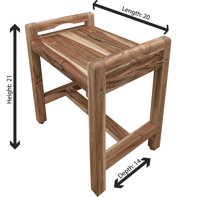 20" Wide Teak Shower Bench with LiftAide Arms