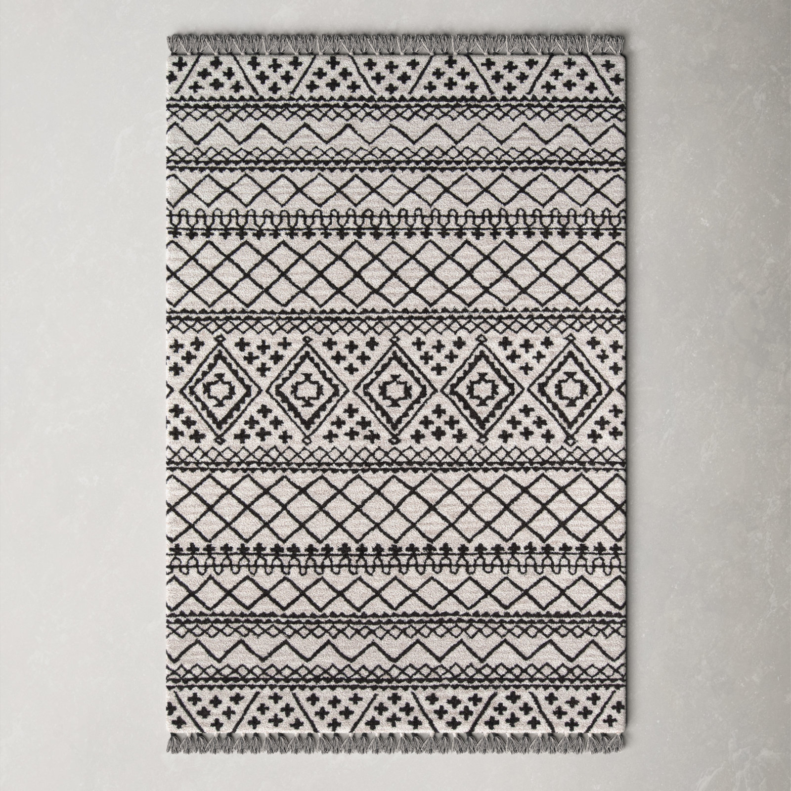 Bronte Black Gray Hand-Tufted Wool Rug, Rectangle 3'6" x 5'6"
