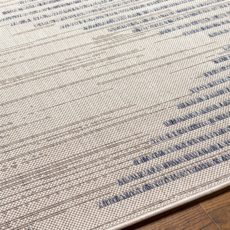 Ivory Modern Outdoor Rug, Geometric Stain Resistant Easy to Clean Rug For Patio, Balcony, Decks & Garden