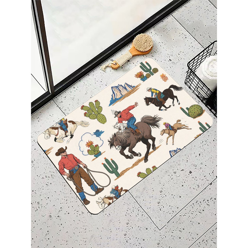 Cowboy Theme Bath Mat, 16 X 24 Inches