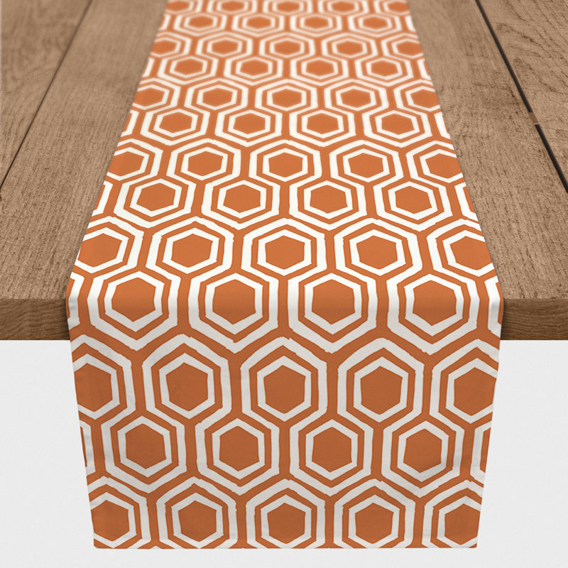 Chemin de table Hexagons, 90 po x 16 po, Orange