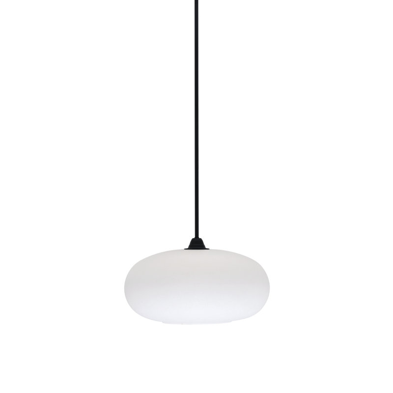 Paramount Stem Hung Pendant Shown In Matte Black Finish With 13" White Muslin Glass