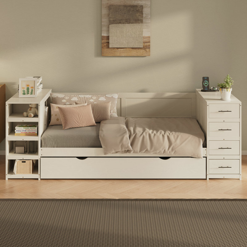 Lit avec rangement et bureau multifonctionnel