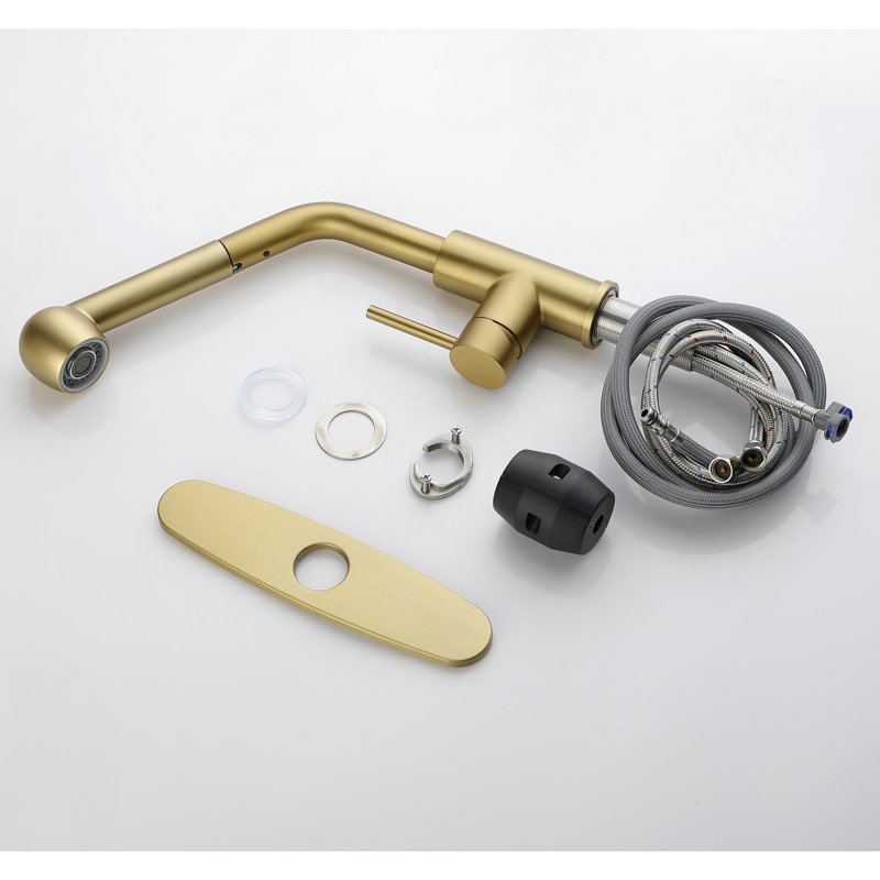 Fapully Pull Out Kitchen Faucet, Brushed Gold
