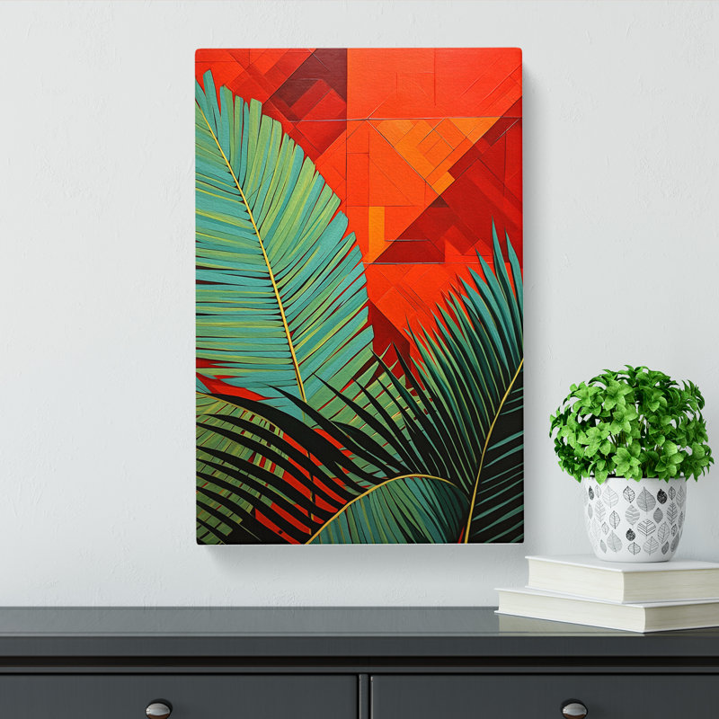 Palm Leaf Constructivism No.4 - Wrapped Canvas, 76cm H x 50cm W x 3cm D