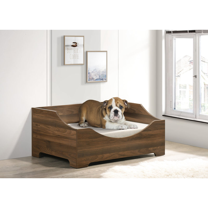 Lit pour animal de compagnie brun 36 po avec coussin confortable, housse amovible, moderne, lit large de 22 lb maximum, conception moderne,
