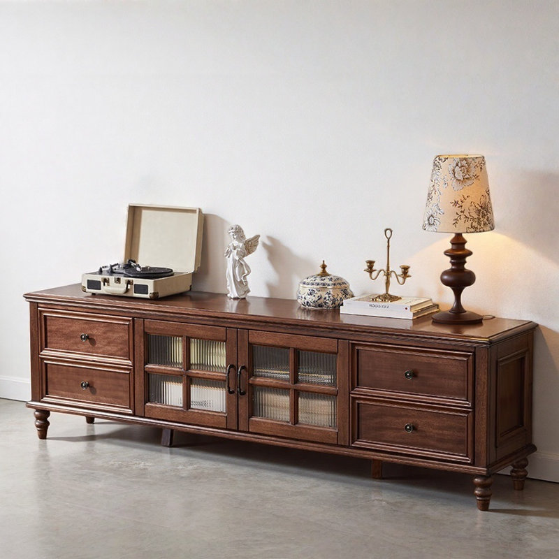 Meuble télé rétro brun, H 23,23 po x L 78,74 po x l 16,54 po