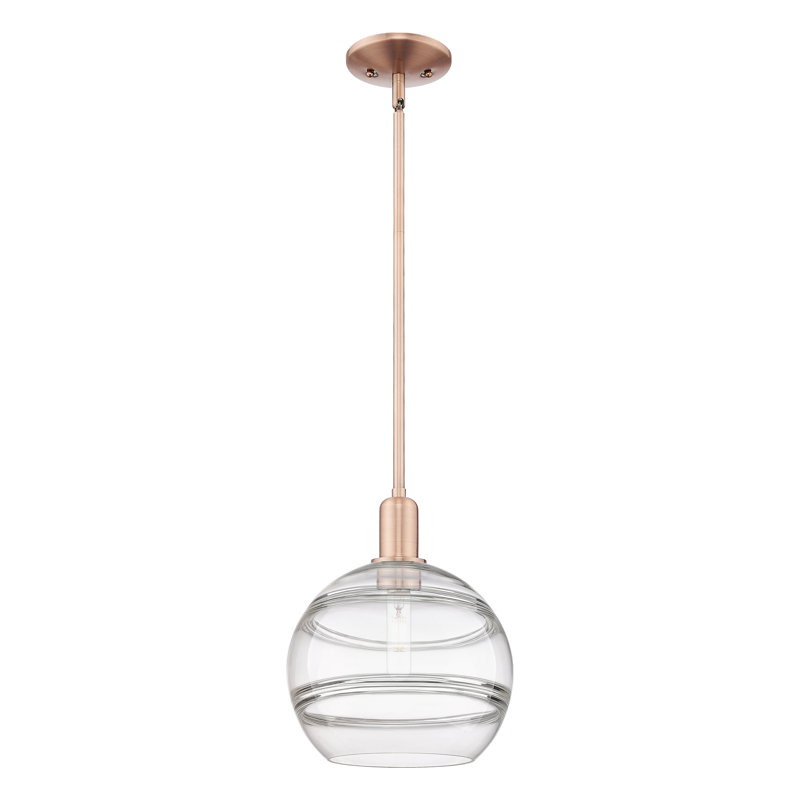 Arcadia - Amariyon - Mini-luminaire suspendu avec tige 10 po 1 lumière, H 12,25 po x l 10 po x P 10 po, Cuivre antique, Clair