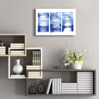  'Blue Geometric Abstract 1' by Wild Apple Portfolio Acrylic Glass Wall Art, 24" x 16"