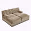 Canapé Chesterfield modulaire avec 2 repose-pieds, jupe à pampille, brun clair-196506489