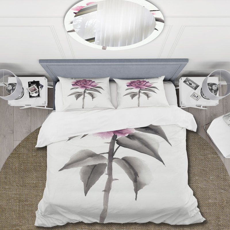 Ensemble de housse de couette Traditional - rose et rose rétro en microfibre de polyester