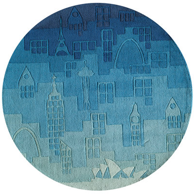 Tapis bleu touffeté à la main Aiyla