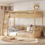Lit double superposé au-dessus de grand lit double avec échelle, garde-corps et conception détachable pour une utilisation polyvalente et sécuritaire-590980283-590980284