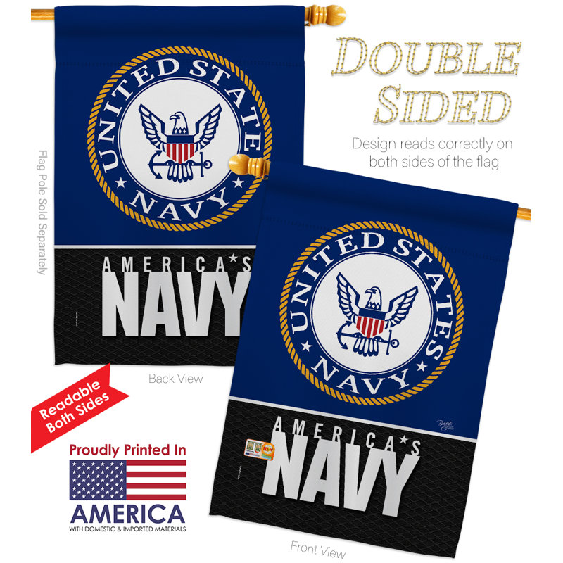 Polyester bleu marine 2 côtés 40 x 28 po drapeau maison