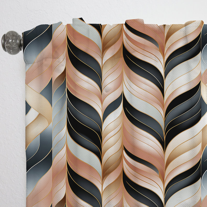 Glamour In Rose Gold Damask Pattern - Glam Curtain - Velvet Room Darkening - 1 Panel, 52" W x 84" L
