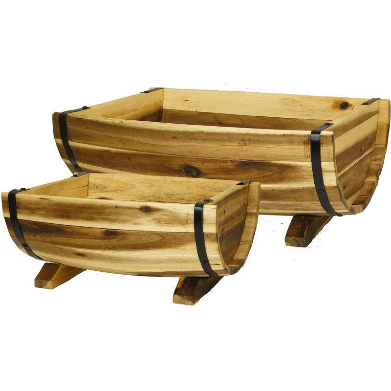 Half Barrel Planter, Natural