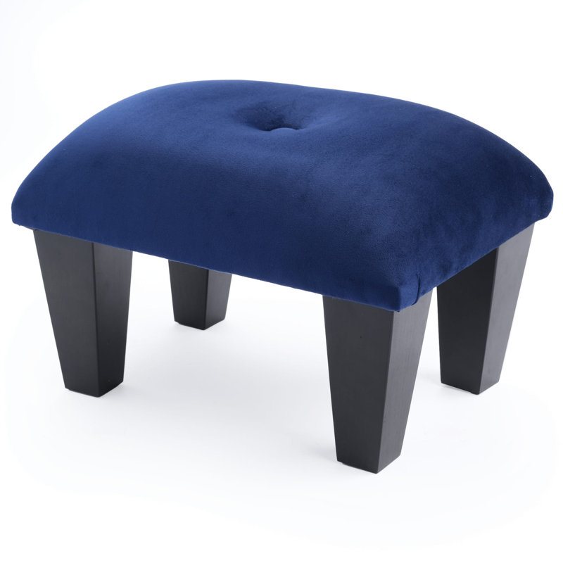 Coventry 38cm Wide Velvet Tufted Square Solid Colour Footstool Ottoman, Black, Blue