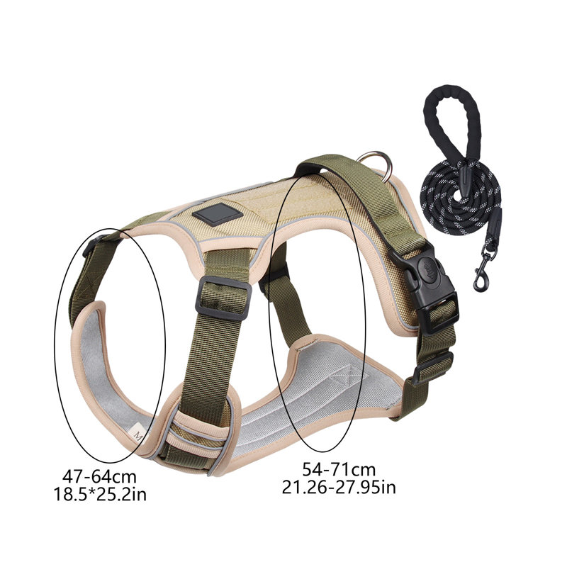 Gilet réfléchissant respirant pour laisse pour animal de compagnie, cou 18,5 à 25,2 po, kaki 21,26 à 27,5 po, Kaki