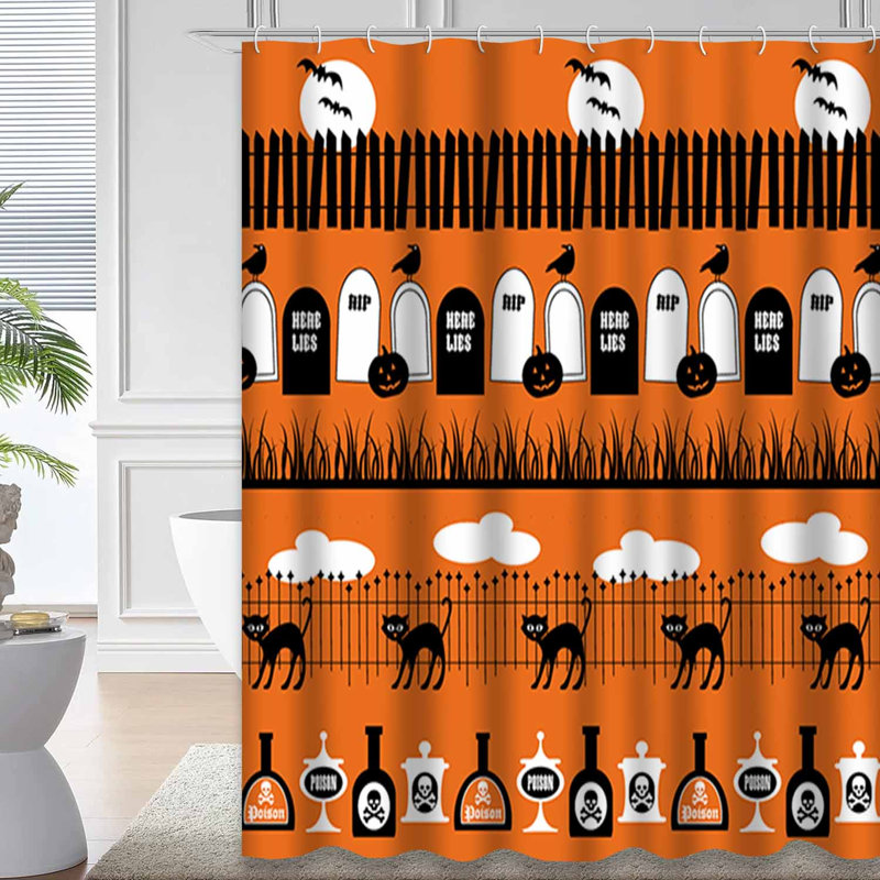 Rideau de douche d'Halloween, L 72 po x l 84 po