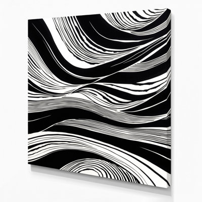 Art mural horizontal sur toile à rayures horizontales noir et gris