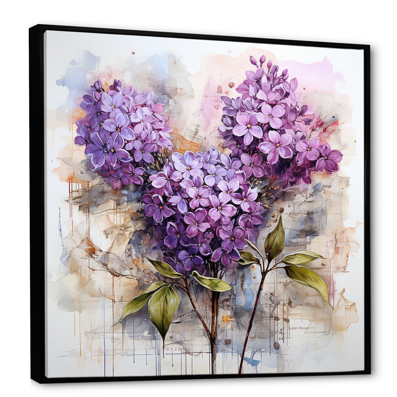 Lilas en pleine gloire, H 16 po x l 16 po x P 1 po, Cadre flottant noir