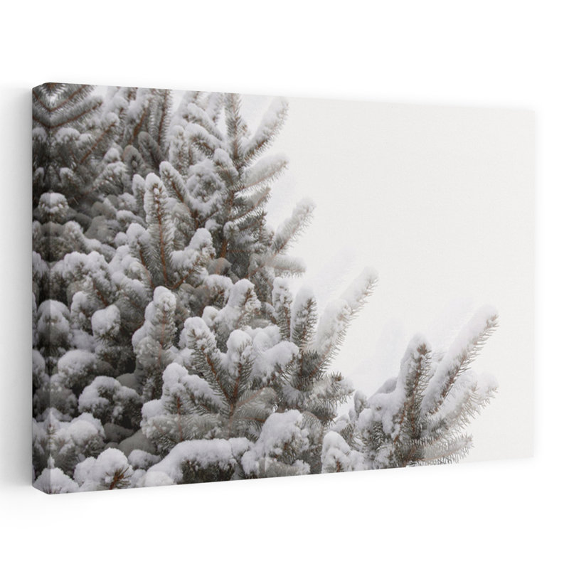 Snowy Pine Branches Peaceful Serene Abstract Evergreen Tree Pine Tree Fir Nature Winter Wall Art Print 1 Piece Wrapped Canvas Wall Art