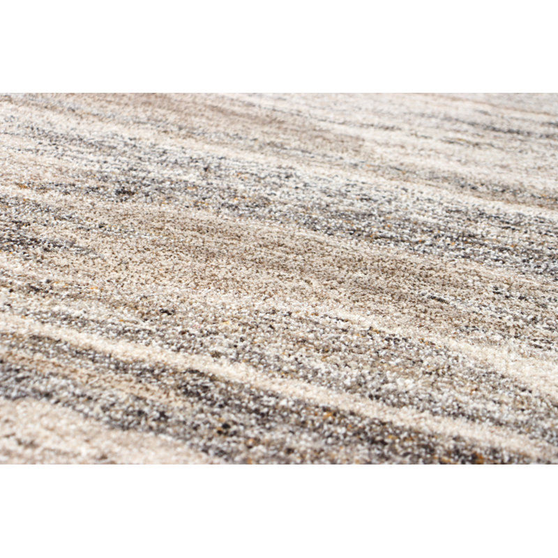 Handmade Gray Abstract Wool and Viscose Rectangular Rug