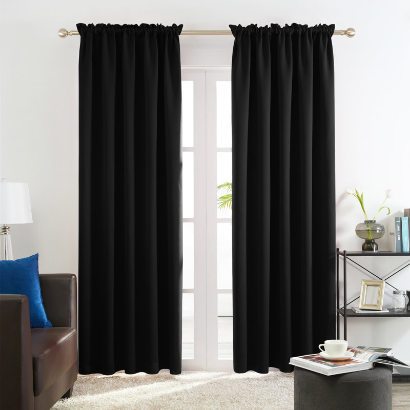Harlowe Room Darkening Curtain Pair, Black, 38" W x 54" L
