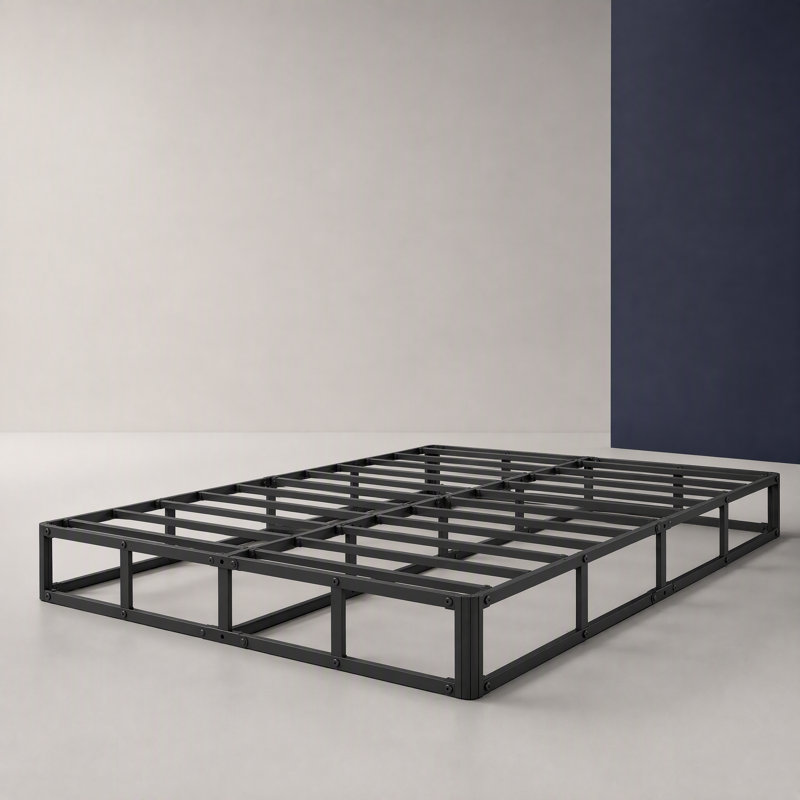 Sommier simple en métal de 8 pouces, sans housse en tissu, sommier facile à assembler, Black, Twin