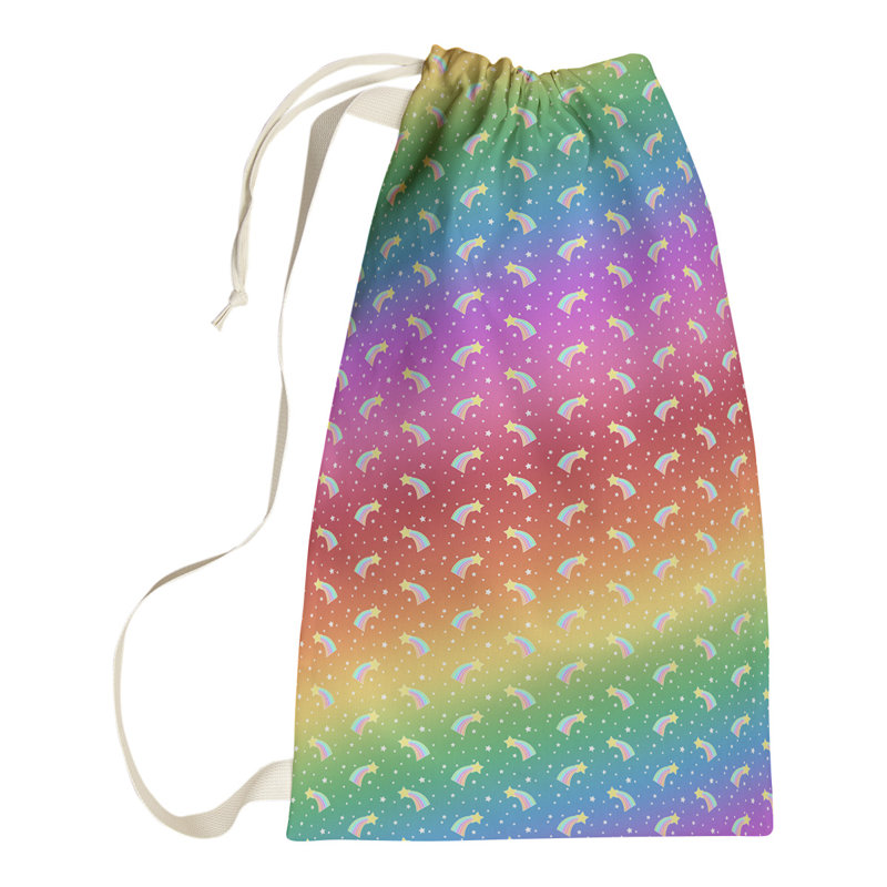 Sac à linge avec étoiles à film, Petit (H 64 po x l 20 po x P 1,5 po), Rouge / Vert / Noir